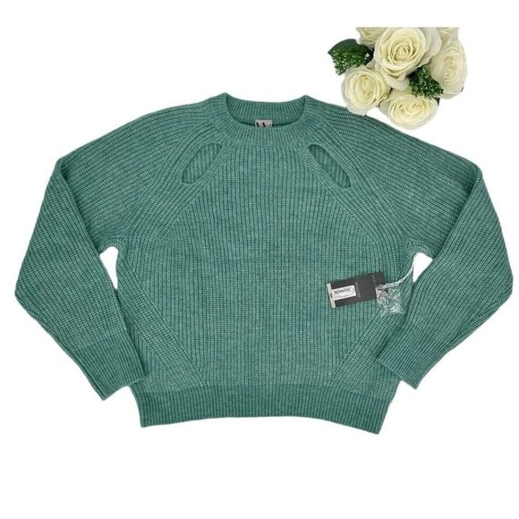 Worthington Petites Crew Neck Sweater Womens Size PL Top Jade Cut Out Detail NEW - Picture 6 of 11